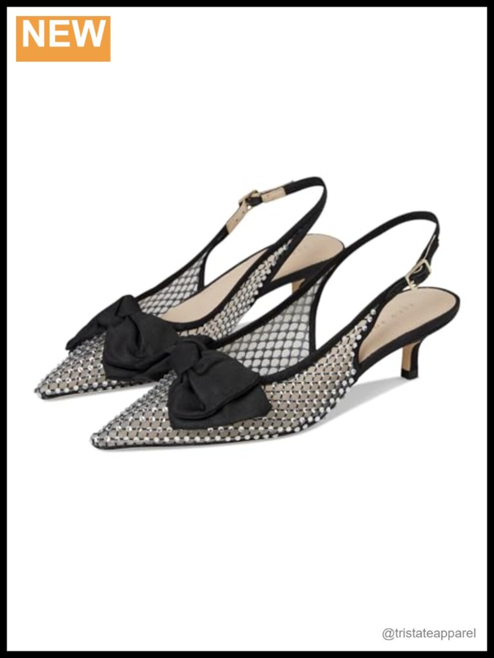 Jeweled Slingback Kitten Heel Pointed Toe Leather Pumps